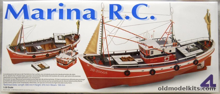 Artesania Latina 1/35 Marina R/C - Plank-On-Frame Radio Control 27 Inch Long Ship, 20605 plastic model kit